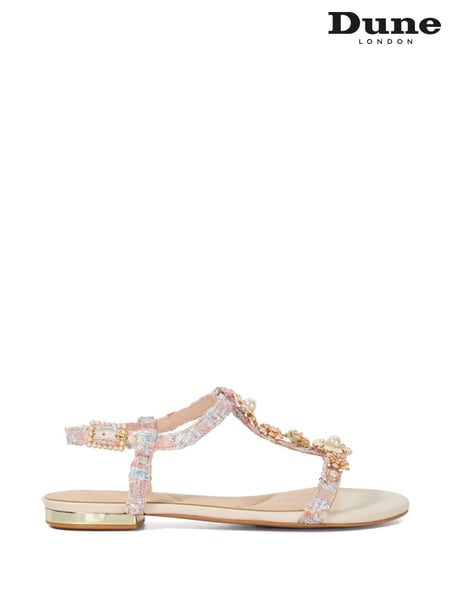 Dune London Pink Nature Enamel Floral Flat Sandals (F64061) | € 139