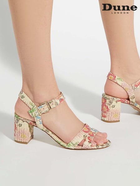 Dune London Cream Wide Fit Merisa 2 Part Block Heel Sandals (F64079) | € 139