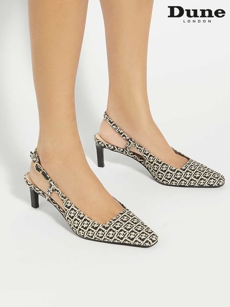 Dune London Black Dancing Mono Sling Back Kitten Heels (F64082) | € 154