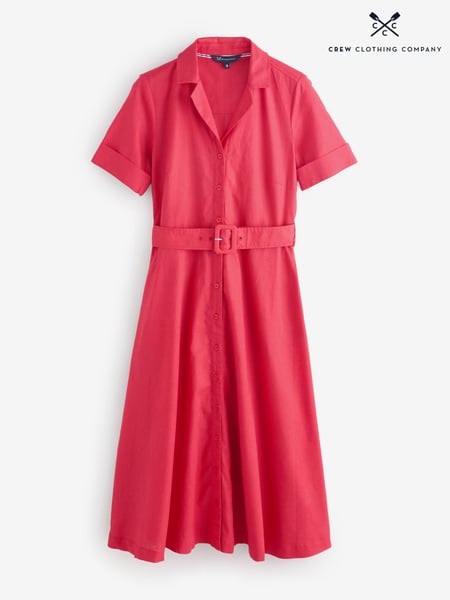 Crew Clothing Red Ava Linen-Blend Shirt Dress (F64103) | € 139