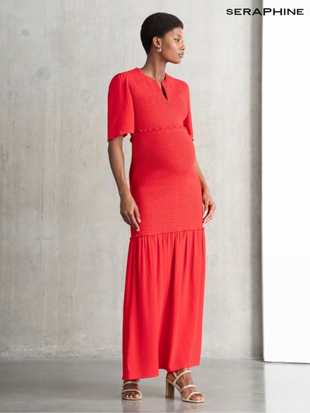 Seraphine Pink Shirred Maternity Maxi Dress (F65040) | € 201