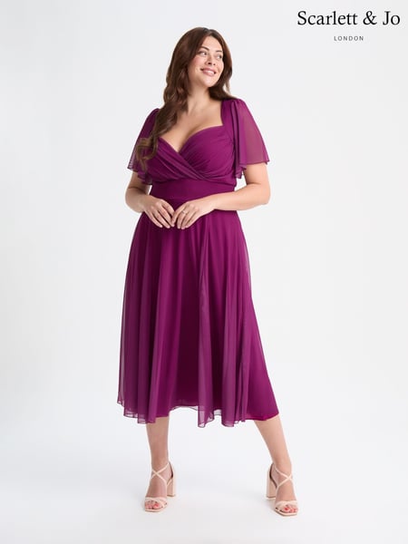 Scarlett & Jo Red Kemi Solid Bolero Wrap Bodice Mesh Maxi Dress (F65809) | € 140