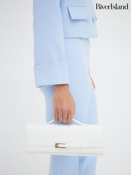 River Island White Faux Leather Woven Clutch Bag (F66286) | € 44