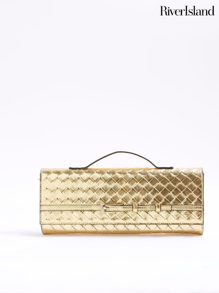 River Island Gold Faux Leather Woven Clutch Bag (F66309) | € 44