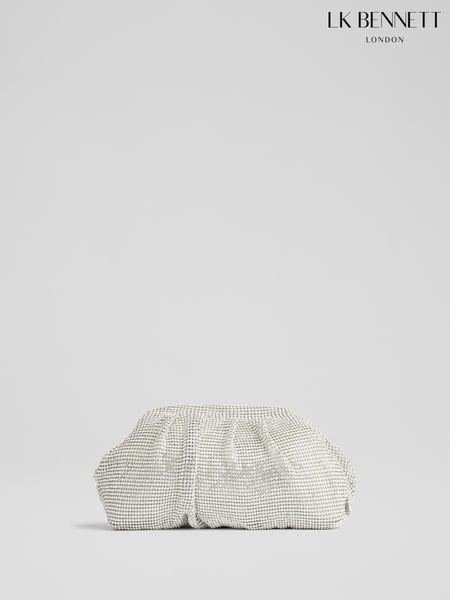 LK Bennett Metallic Crystal Clear Crystal And Rhodium Plating Crystal Clasp Frame Clutch Bag (F68251) | € 248