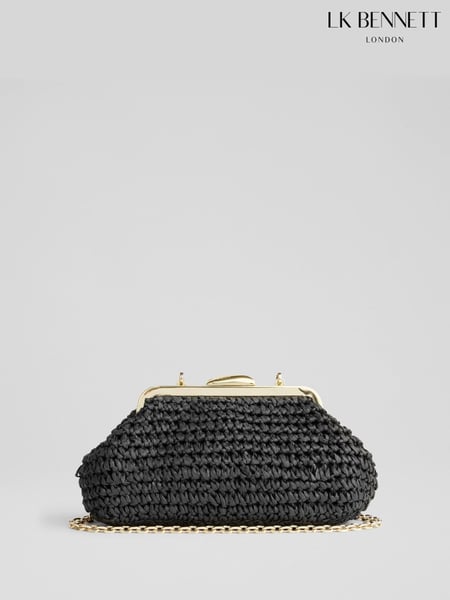 LK Bennett Black Small Alexa Paper Oloid Clasp Frame Clutch Bag (F68536) | € 232