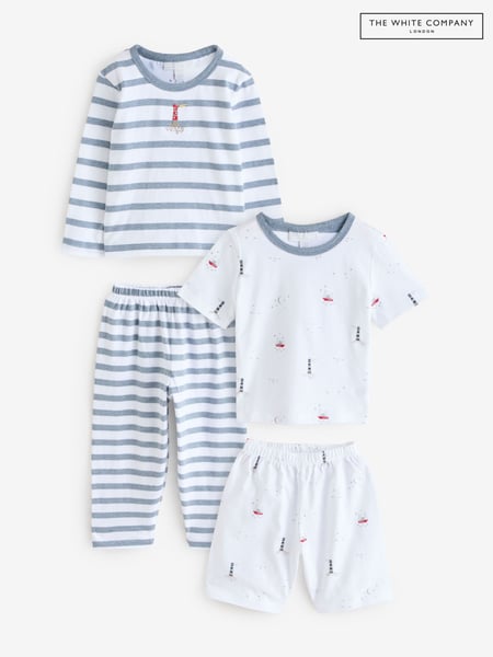 The White Company 100% Organic Cotton  Relaxed Fit Lighthouse And Stripe White Pyjamas Set Of 2 (F68690) | € 48 - € 54