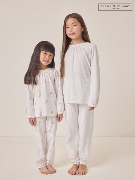 The White Company 100% Cotton Animals Prints And Polka Dot Relaxed Fit White Pyjamas Set Of 2 (F68705) | € 48 - € 54