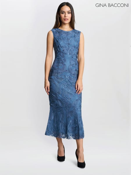 Gina Bacconi Blue Roxanne Corded Dress (F68995) | € 622