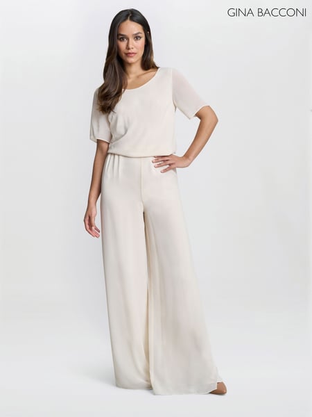 Gina Bacconi Chiffon Layered Slit Trousers (F69128) | € 218