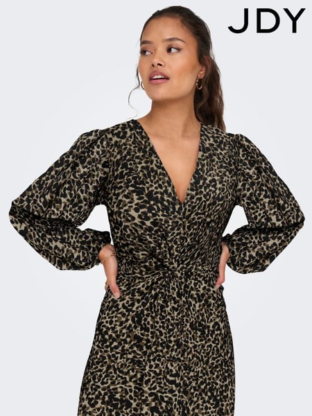 JDY Brown Leopard Print Knit Midi Dress (F69244) | € 56