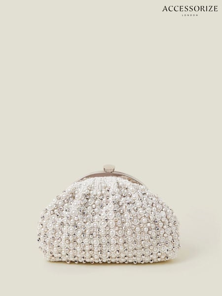 Accessorize Natural Bridal Embellished Clip Frame Bag (F69313) | € 78