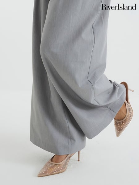 River Island Cream Wide Fit Mesh Sling Back Court Shoes (F69375) | € 62
