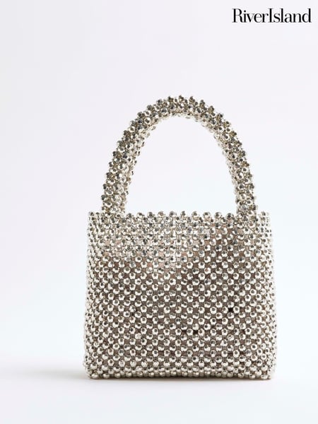 River Island Silver Beaded Grab Bag (F69378) | € 47