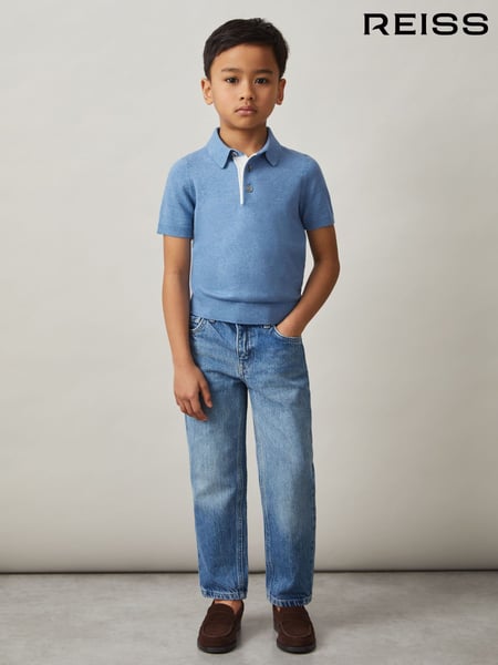 Reiss Blue Finch Contrast Placket Polo Shirt With Cotton (F69982) | € 44