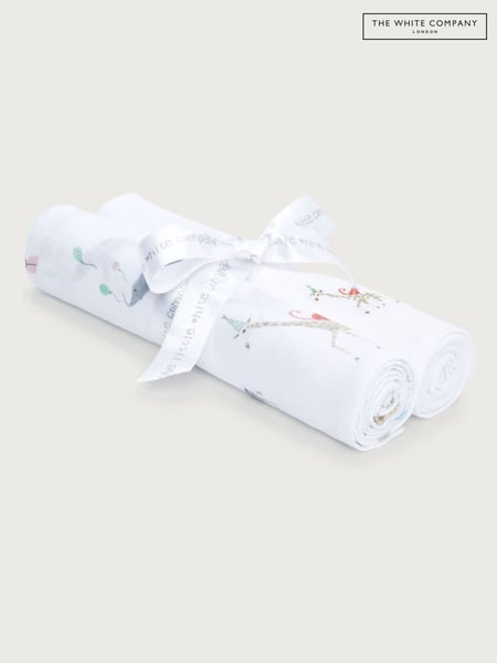 The White Company Organic Cotton Party Animals Muslins 2 Pack (F70938) | € 24