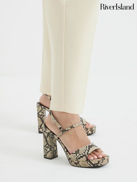 River Island Grey Sling Back Platform Sandals (F70949) | € 62