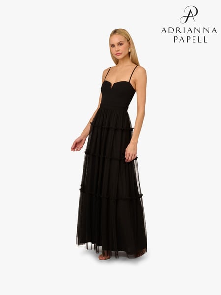 Adrianna by Adrianna Papell Mesh Strapless Black Long Dress (F71417) | € 435