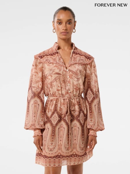 Forever New Brown Sonny Petite Printed Mini Dress (F71576) | € 172