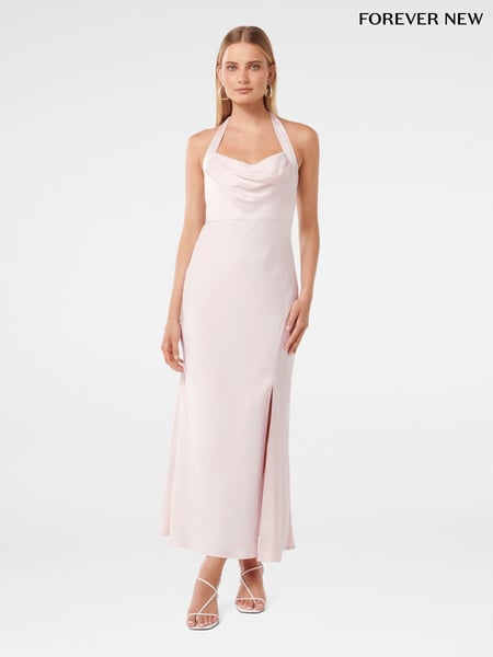 Forever New Pink Alice Halter Neck Satin Maxi Dress (F71587) | € 187