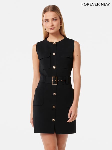 Forever New Black Parker Luxe Utility Mini Dress (F71601) | € 148