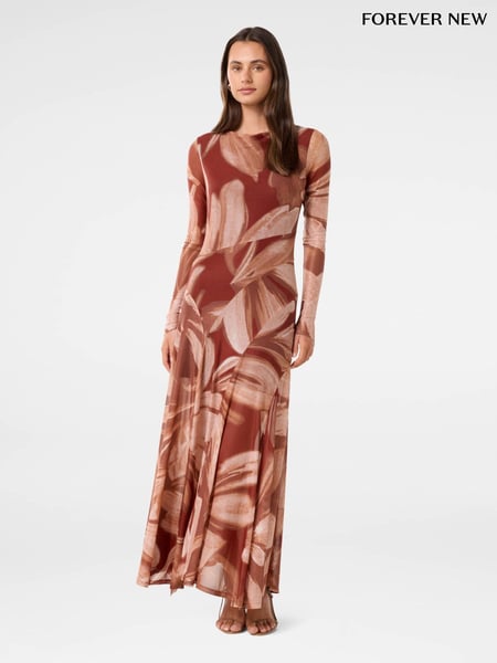 Forever New Brown Tammy Asymmetric Hem Midi Dress (F71607) | € 148