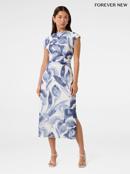 Forever New Blue Emery Mesh Ruched Dress (F71611) | € 133