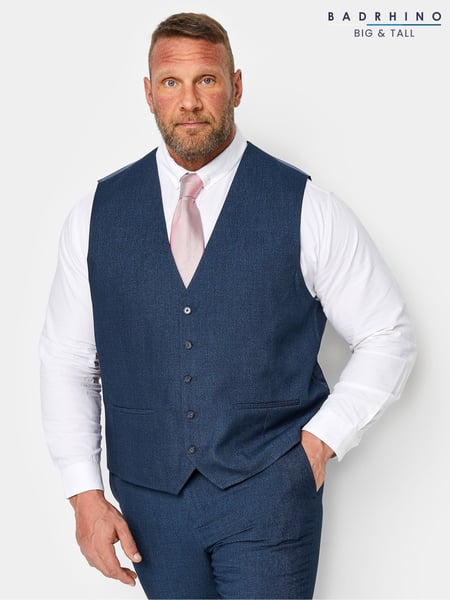 BadRhino Big & Tall Blue Textured Suit Waistcoat (F71873) | € 86