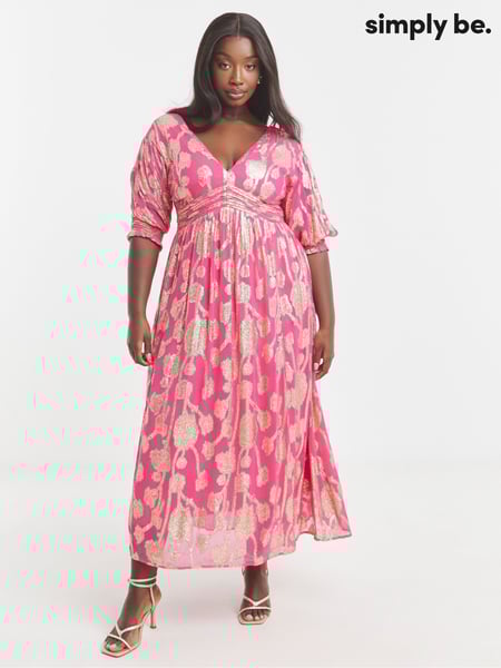 Simply Be Pink Jacquard Frill Detail Maxi Dress (F74051) | € 140
