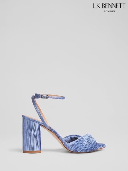 LK Bennett Blue Lilith Blue Fabric Twist Front Sandals (F74856) | € 466
