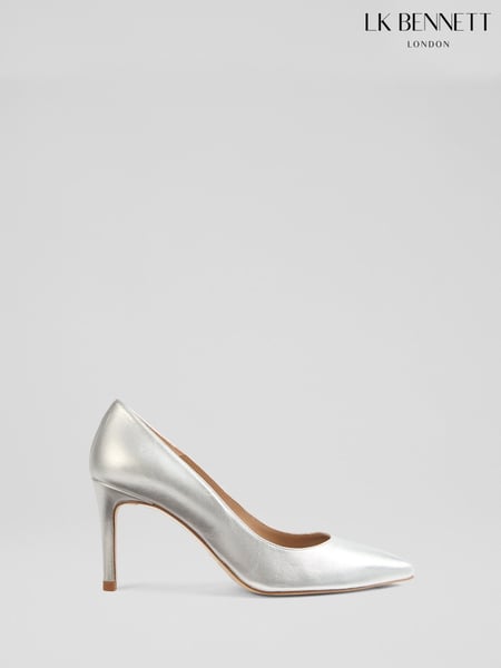LK Bennett Metallic Floret Leather Stiletto Heel Court Shoes (F74863) | € 310