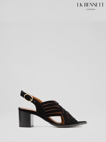 LK Bennett Black Kacey Suede Multi Strap Woven Sandals (F74864) | € 310
