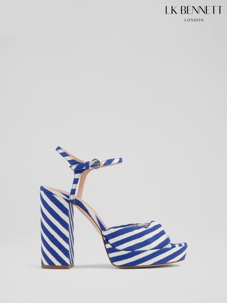 LK Bennett Blue Rosa Stripe Fabric Twist Front Platform Shoes (F74882) | € 513
