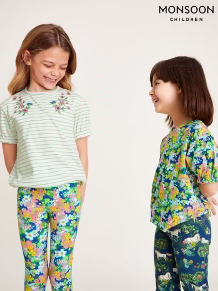 Monsoon Blue Stripe Floral 100% Cotton T-Shirts 2 Pack (F74885) | € 39 - € 45