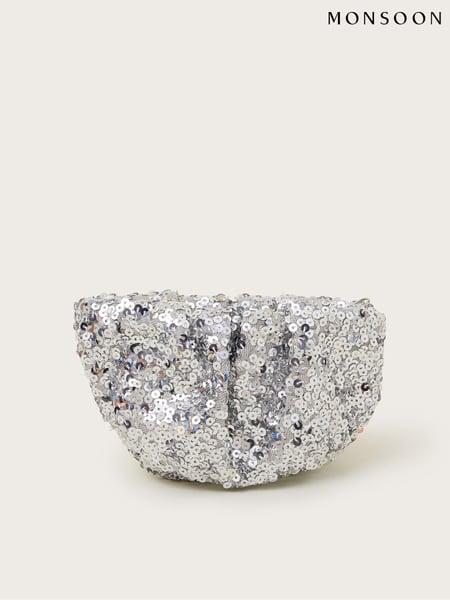 Monsoon Silver Sequin Embellished Ruched Bag (F75287) | € 23