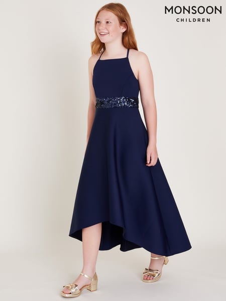 Monsoon Blue Strappy Sequin High Low Prom Dress (F75377) | € 75 - € 83