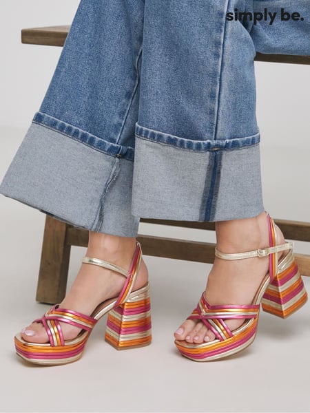 Simply Be Pink Wide Fit Wide Fit Multi Strap Platform Heels (F75662) | € 75
