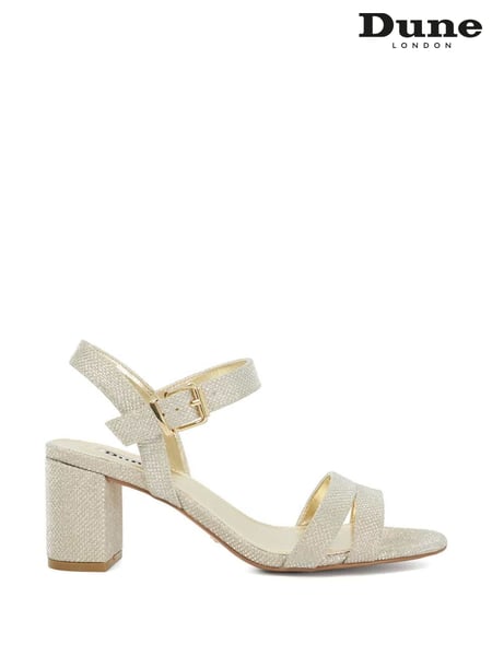 Dune London Gold Tone Wide Fit Merisa 2 Part Block Heel Sandals (F75997) | € 139