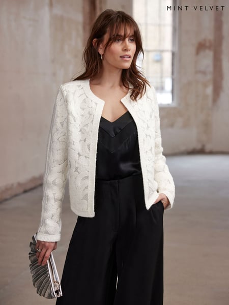 Mint Velvet White Lace Knit Jacket (F76408) | € 250