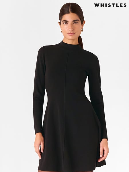 Whistles Black Sophie Flippy Knitted Dress (F76760) | € 217