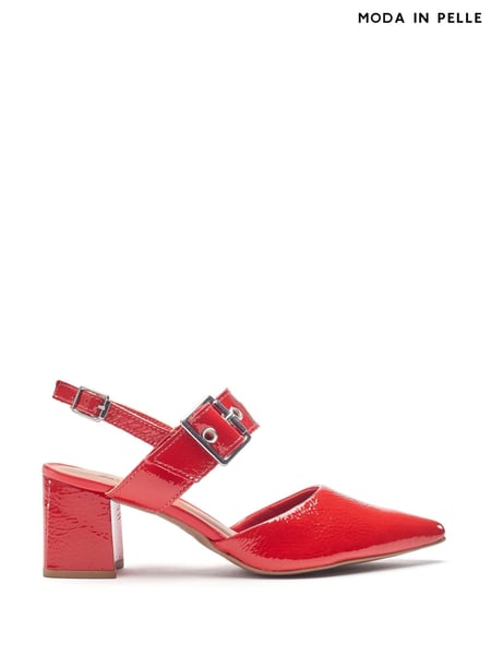 Moda in Pelle Red Eurya Pointed Toe Block Heel Slingback Shoes With Buckle Detail (F76924) | € 139