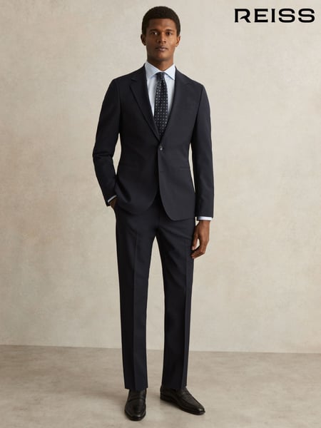 Reiss Navy Promise Wool-Blend Single-Breasted Suit Blazer Slim-Fit (F77520) | € 418