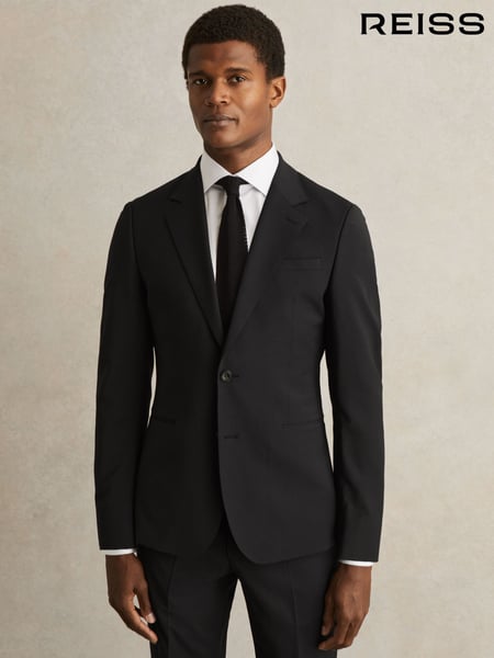 Reiss Black Promise Wool-Blend Single-Breasted Suit Blazer Slim-Fit (F77525) | € 418