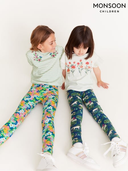 Monsoon Blue Unicorn Floral Print Leggings 2 Pack (F79850) | € 39 - € 45