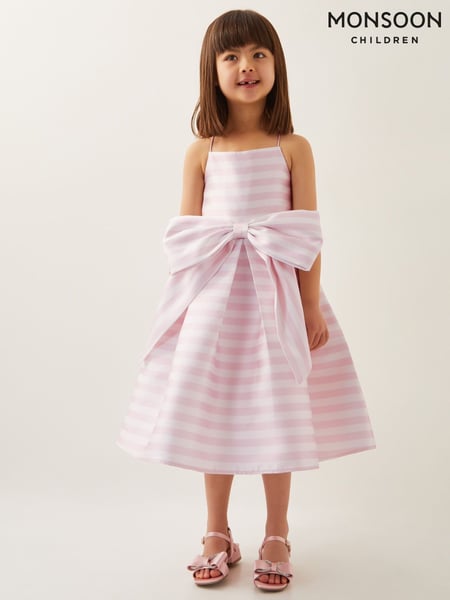 Monsoon Pink Stripe Bow Strappy Twill Dress (F82904) | € 78 - € 94
