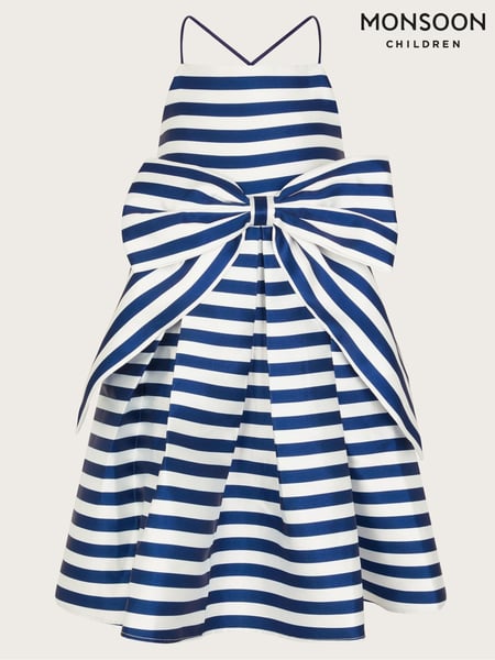 Monsoon Blue Stripe Bow Strappy Twill Dress (F82931) | € 78 - € 94