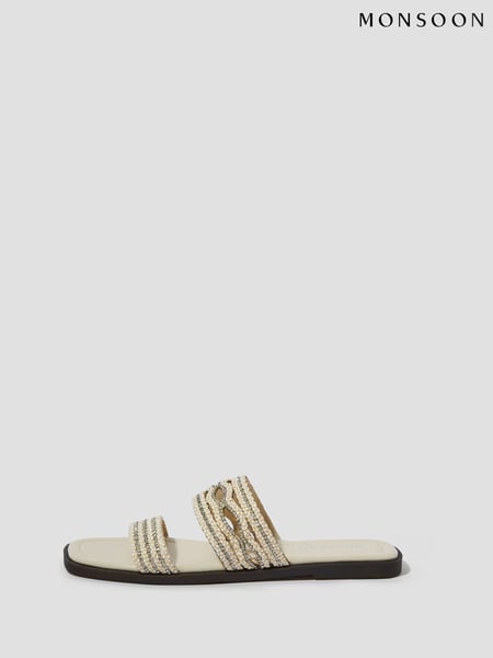 Monsoon Cream Macy Diamante Strap Slide Sandals (F83145) | € 61