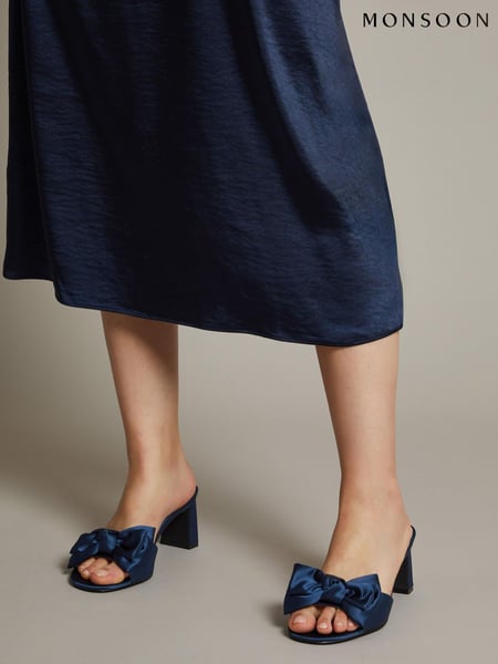 Monsoon Blue Tia Satin Bow Mules (F83202) | € 101