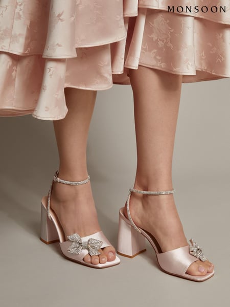 Monsoon Nude Dani Diamante Bow Heeled Sandals (F83216) | € 133