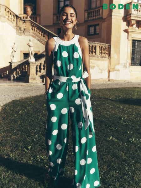 Boden Green Colourblock Halter Jumpsuit (F83468) | € 236